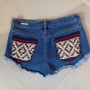 PS Erin Wasson Boho Cutoff Shorts Knit Pockets